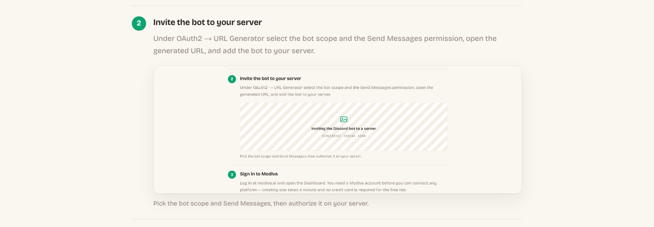 Inviting the Discord bot to a server